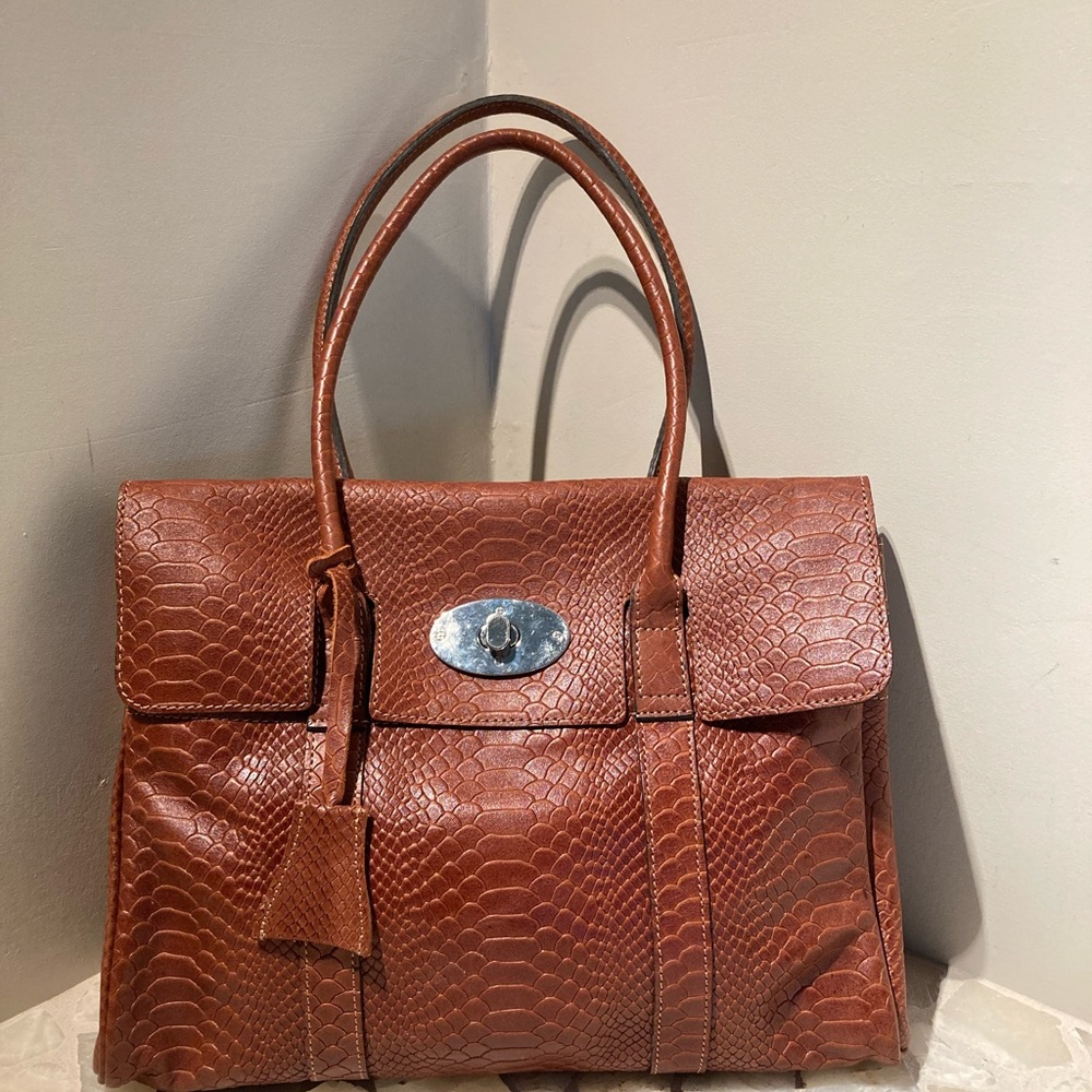 Mashad Leather Brown Embossed Handbag